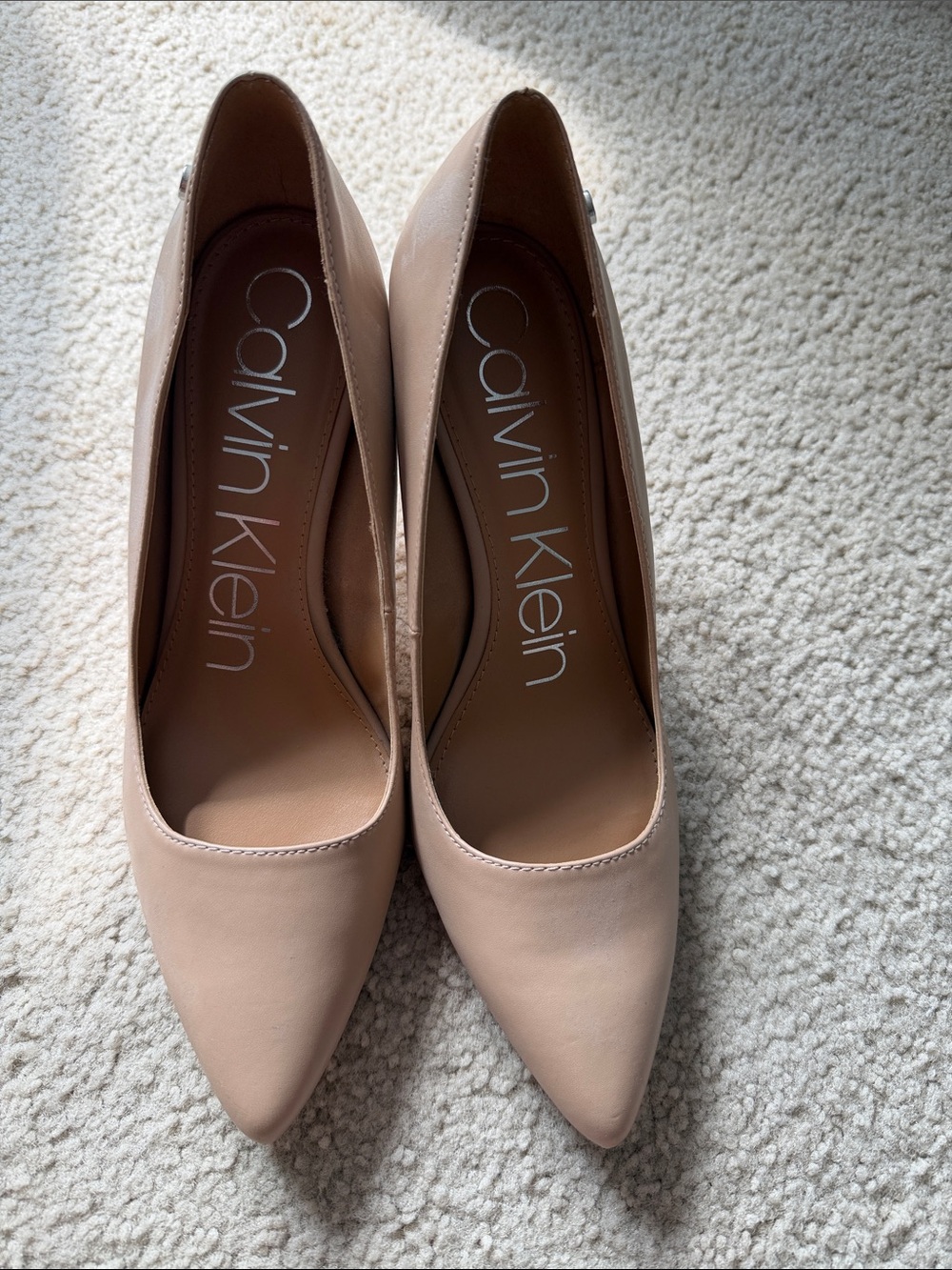 Calvin Klein Blush Pointed-Toe Leather Pumps
